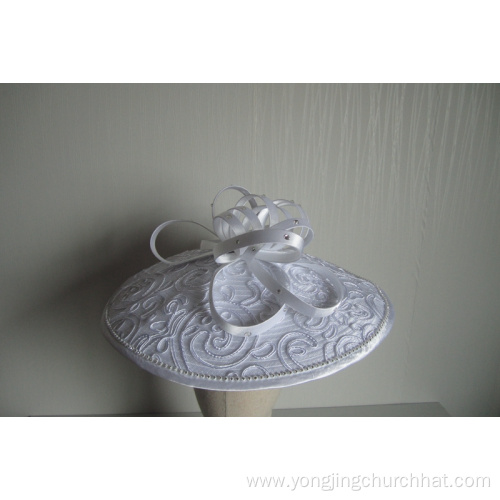 Women's White Satin Church Fascinators Hats